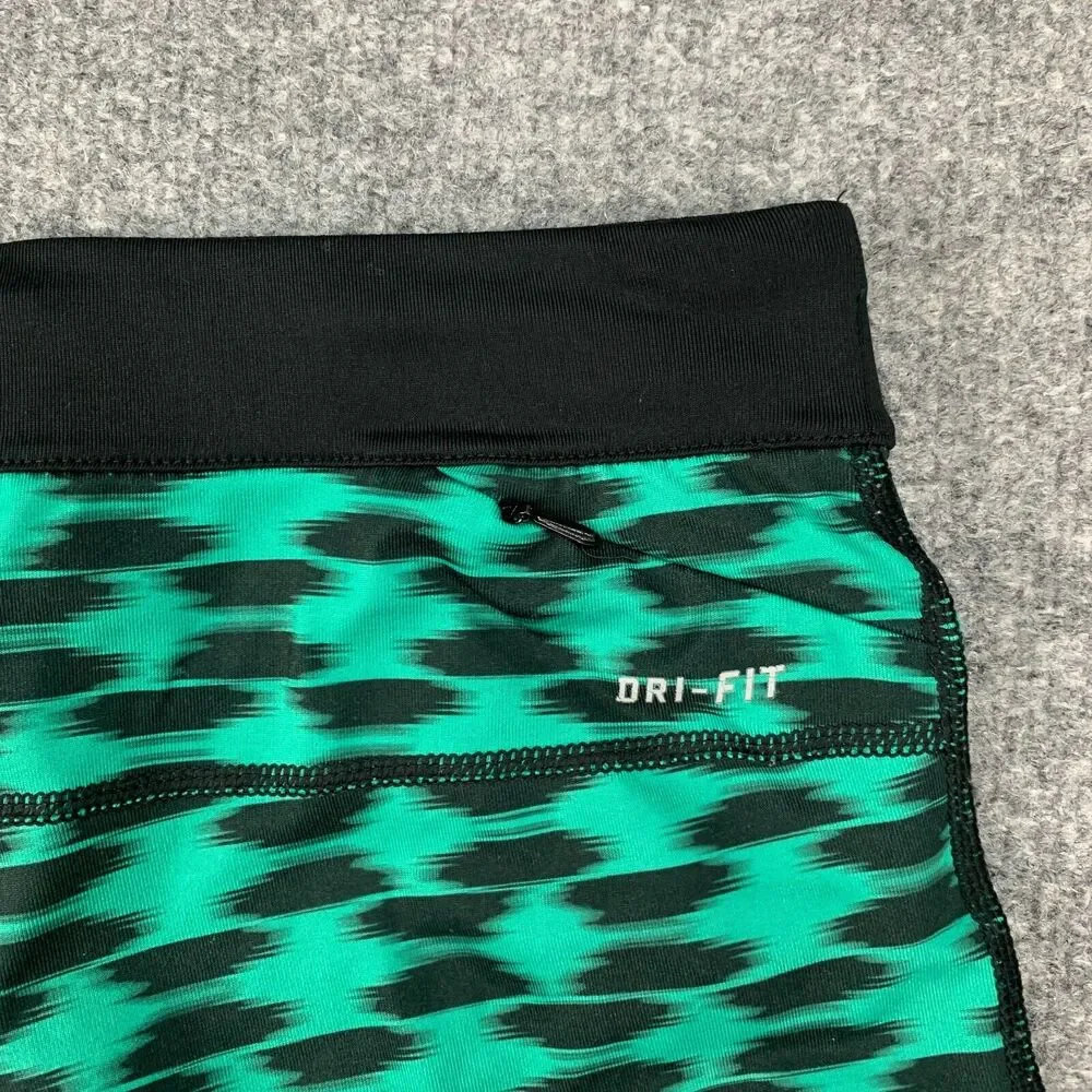 Nike Relay Printed Cropped Legging Women M Green Stretch Dri Fit Drawstring Pant